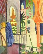 August Macke In the Temple Hall oil on canvas